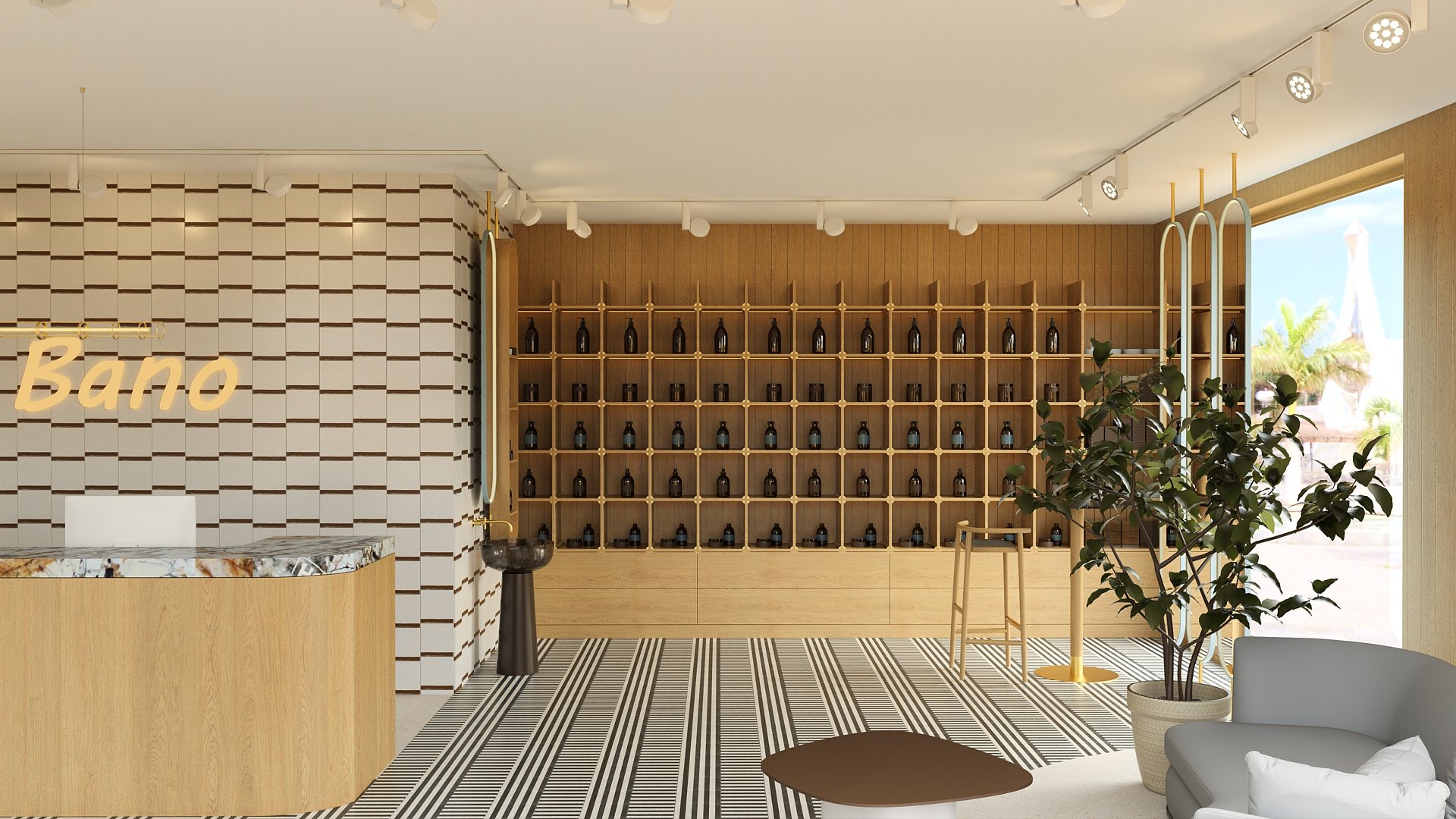 Ekspozycja z kosmetykami w perfumerii